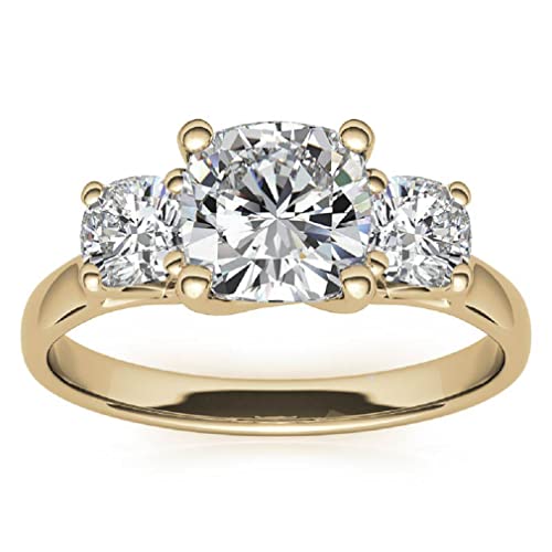 10K Solid Yellow Gold Handmade Engagement Ring 4.0 CT Cushion Cut Moissanite Diamond Solitaire Wedding/Bridal Ring for Women/Her Proposes Ring 10K Solid Yellow Gold Handmade Engagement Ring 4.0 CT Cushion Cut Moissanite Diamond Solitaire Wedding/Bridal Ring for Women/Her Proposes Ring