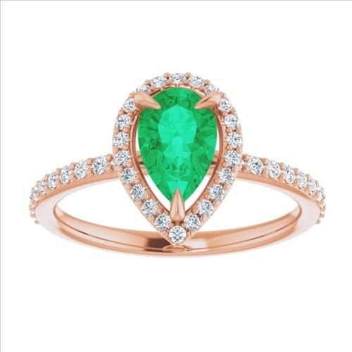 Filigree 2 CT Halo Pear Shape Emerald Diamond Ring 14k Gold, Dainty Tear Drop Emerald Engagement Ring, May Birthstone Ring, Wedding Ring, Bridal Ring, Promise/Anniversary Ring Filigree 2 CT Halo Pear Shape Emerald Diamond Ring 14k Gold, Dainty Tear Drop Emerald Engagement Ring, May Birthstone Ring, Wedding Ring, Bridal Ring, Promise/Anniversary Ring