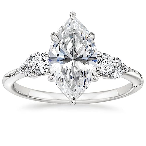10K Solid White Gold Handmade Engagement Ring 3.0 CT Marquise Cut Moissanite Diamond Solitaire Wedding/Bridal Rings Set for Womens/Her Propose Ring 10K Solid White Gold Handmade Engagement Ring 3.0 CT Marquise Cut Moissanite Diamond Solitaire Wedding/Bridal Rings Set for Womens/Her Propose Ring