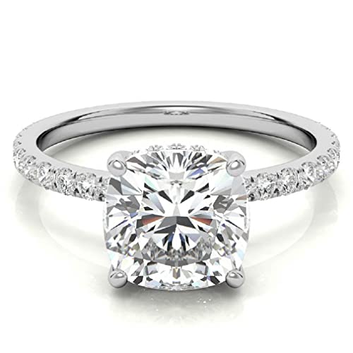 10K Solid White Gold Handmade Engagement Ring 2 CT Cushion Cut Moissanite Diamond Solitaire Wedding/Bridal Ring for Women/Her Propose Rings 10K Solid White Gold Handmade Engagement Ring 2 CT Cushion Cut Moissanite Diamond Solitaire Wedding/Bridal Ring for Women/Her Propose Rings