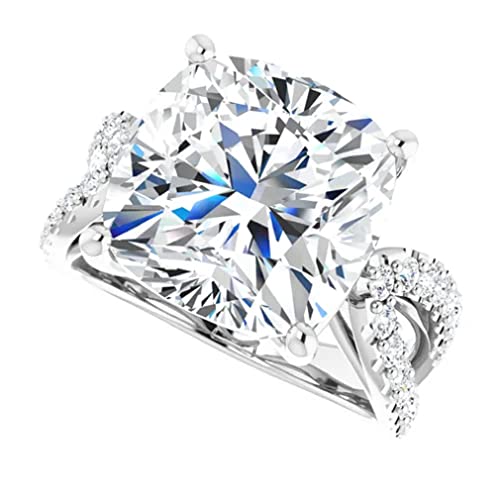 Moissanite Ring Cushion 8.0 CT, Moissanite Engagement Ring/Moissanite Wedding Ring/Moissanite Bridal Ring Set, Sterling Silver Ring, Perfact Gifts for Love