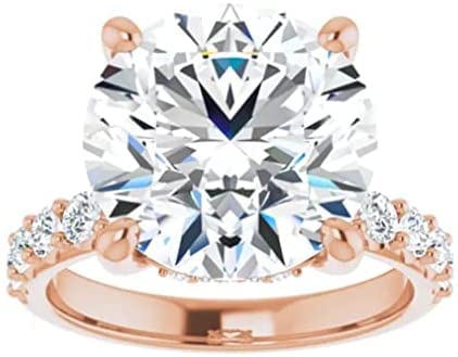 10K Gold 4 CT Round Cut VVS1 Simulated Diamond Engagement Ring for Women Bridal Ring Set Diamond Wedding Rings for Gifts Anniversary Promise Her Rose Gold