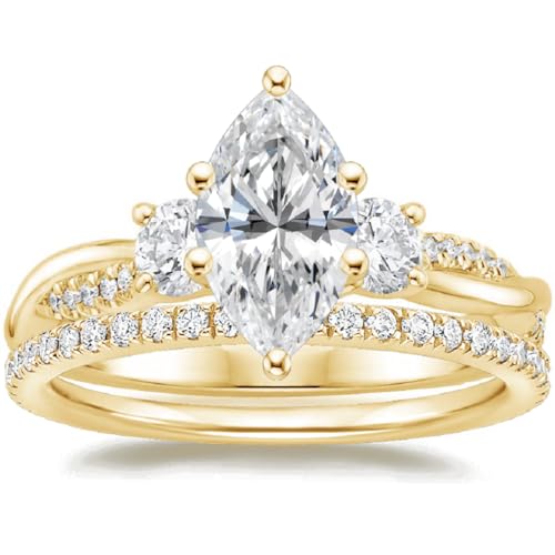 Petite Twisted Vine Moissanite Diamond Ring Set, 3.00 CT Marquise Moissanite Engagement Ring Set, Wedding Ring Set, Bridal Ring, Promise/Anniversary Rings for Wife, Gorgeous Ring