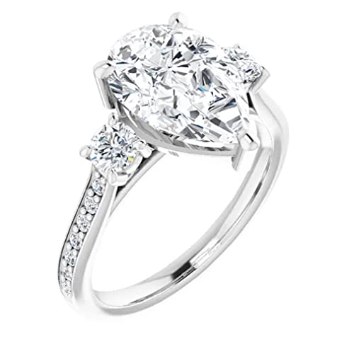 4 CT Pear Cut VVS1 Colorless Moissanite Engagement Ring Set, Wedding/Bridal Ring Set, Sterling Silver Vintage Antique Anniversary Promise Ring Set Gift for Her 4 CT Pear Cut VVS1 Colorless Moissanite Engagement Ring Set, Wedding/Bridal Ring Set, Sterling Silver Vintage Antique Anniversary Promise Ring Set Gift for Her