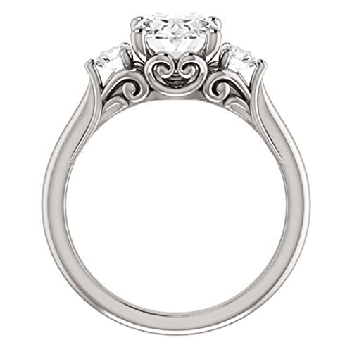 10K Solid White Gold Handmde Engagement Ring 3 CT Oval Cut Moissanite Diamond Solitaire Wedding/Bridal Ring for Women/Her Propose Rings