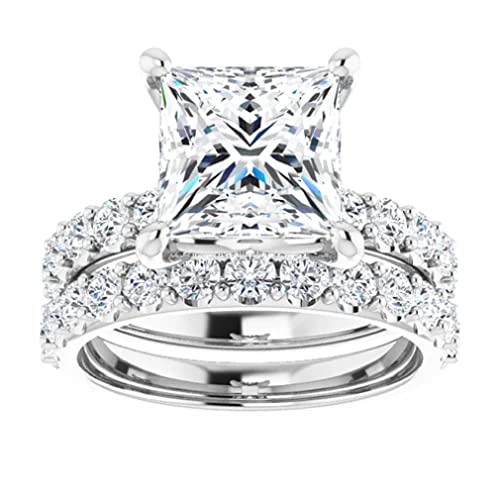 3 CT Princess Cut VVS1 Colorless Moissanite Engagement Ring Set, Wedding/Bridal Ring Set, Sterling Silver Vintage Antique Anniversary Promise Ring Set Gift for Her 3 CT Princess Cut VVS1 Colorless Moissanite Engagement Ring Set, Wedding/Bridal Ring Set, Sterling Silver Vintage Antique Anniversary Promise Ring Set Gift for Her