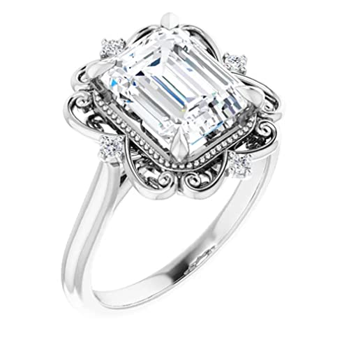 2 CT Emerald Cut VVS1 Colorless Moissanite Engagement Ring Set, Wedding/Bridal Ring Set, Sterling Silver Vintage Antique Anniversary Promise Ring Set Gifts 2 CT Emerald Cut VVS1 Colorless Moissanite Engagement Ring Set, Wedding/Bridal Ring Set, Sterling Silver Vintage Antique Anniversary Promise Ring Set Gifts
