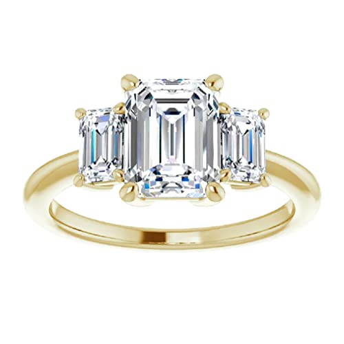 10K Solid Yellow Gold Handmade Engagement Rings 3.0 CT Emerald Cut Moissanite Diamond Solitaire Wedding/Bridal Rings for Women/Her Propose Ring 10K Solid Yellow Gold Handmade Engagement Rings 3.0 CT Emerald Cut Moissanite Diamond Solitaire Wedding/Bridal Rings for Women/Her Propose Ring