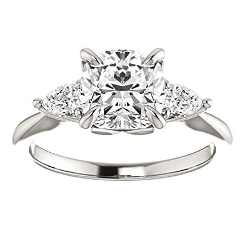 10K Solid White Gold Handmade Engagement Ring 2 CT Cushion Cut Moissanite Diamond Solitaire Wedding/Bridal Ring for Women/Her Proposes Rings 10K Solid White Gold Handmade Engagement Ring 2 CT Cushion Cut Moissanite Diamond Solitaire Wedding/Bridal Ring for Women/Her Proposes Rings