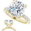 18K Gold 5 CT Cushion Cut VVS1 Colorless Moissanite Engagement Rings for Women Bridal Set Handmade Diamond Wedding Rings for Gifts Yellow Gold