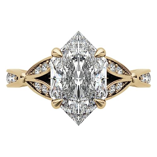 10K Solid Yellow Gold Handmade Engagement Ring, 3.00 CT Duchess Marquise Cut Moissanite Solitaire Ring Diamond Wedding Ring for Her/Women, Anniversary Precious Gift, VVS1 Colorless 10K Solid Yellow Gold Handmade Engagement Ring, 3.00 CT Duchess Marquise Cut Moissanite Solitaire Ring Diamond Wedding Ring for Her/Women, Anniversary Precious Gift, VVS1 Colorless