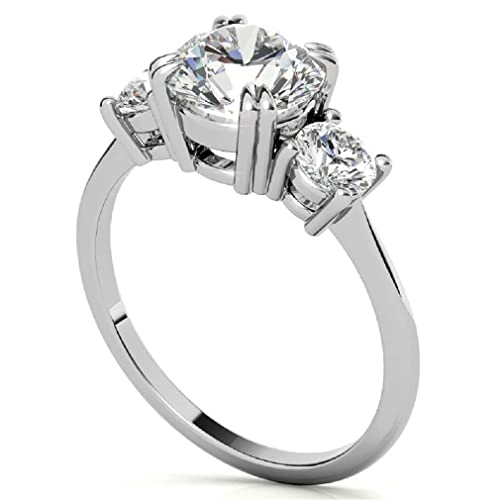 14K Gold 3 CT Round Cut VVS1 Colorless Moissanite Engagement Ring for Woman Bridal Set Handmade Diamond Wedding Anniversary Rings for Gifts