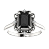 Trendy Vintage Inspired 1 CT Emerald Black Onyx Engagement Ring, Victorian Emerald Black Diamond Ring, Black Antique Ring, Filigree Ring, 925 Sterling Silver Ring, Perfact for Gift