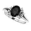 1 CT Vintage Floral Oval Black Diamond Engagement Ring 14k White Gold, Filigree Oval Black Onyx Ring, Nature Inspired Black Moissanite Oval Ring, 925 Sterling Silver Ring, Perfact for Gift