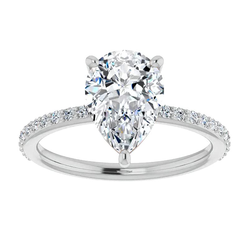 Solitaire Moissanite Engagement Ring, 1 CT Pear Shape Diamond Bridal/Wedding Ring Set for Women, Propose Gifts Anniversary Her, VVS1 Colorless, Prongs Set, Platinum Ring