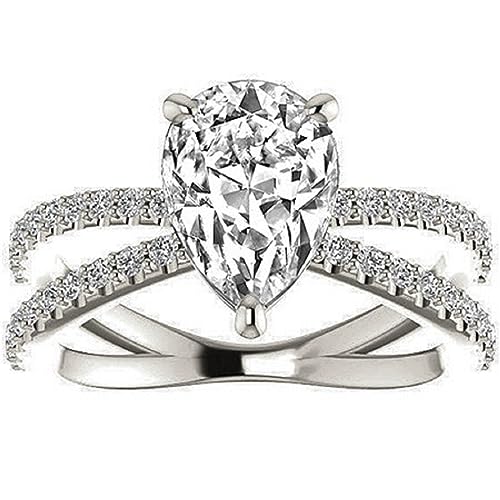 10K Solid White Gold Handmade Engagement Ring, 1.50 CT Pear Cut Moissanite Solitaire Ring Diamond Wedding Ring for Her/Woman, Anniversary Precious Rings, VVS1 Colorless 10K Solid White Gold Handmade Engagement Ring, 1.50 CT Pear Cut Moissanite Solitaire Ring Diamond Wedding Ring for Her/Woman, Anniversary Precious Rings, VVS1 Colorless