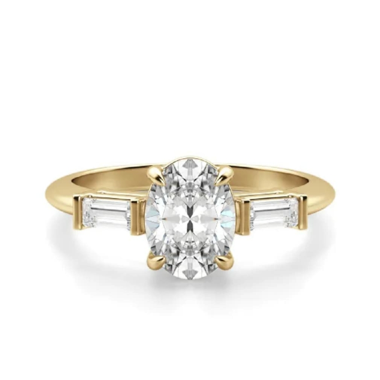 1.5 Carat Moissanite Ring Oval Shape Three Stone Cut Moissanite Silver/Solid Gold Wedding Rings Promise Gifts for Her Womens Bridal Ring