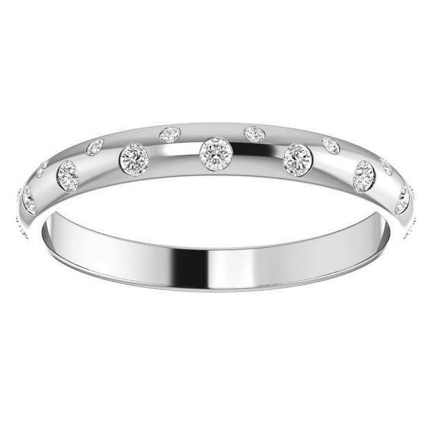 Round Cut Womens Silver/Solid Gold Rings Eternity Band Wedding Ring Promise Gifts for Her 0.20 TCW Moissanite Engagement Ring