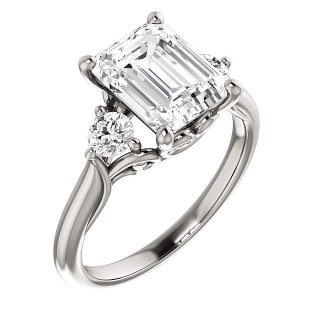 2 CT Wedding Sets For Women Vintage Wedding Rings Silver/Solid Gold Moissanite Emerald Cut Rings for Women Promise Gifts for Her Three Stone Rings for Women