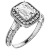 Moissanite Silver/Solid Gold Wedding 3 Carat Ring Emerald Cut Milgrain Moissanite Ring Promise Gifts for Her Halo Wedding Ring Sets