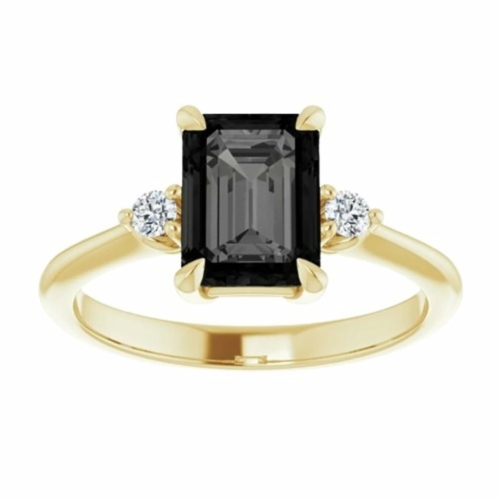 Three Stone Engagement Rings for Women Matching Wedding Ring Moissanite Ring Silver/Solid Gold Promise Gifts For Her 2 Ct Emerald Cut Moissanite Rings