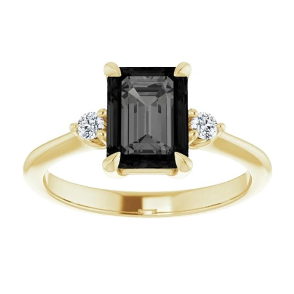 Three Stone Engagement Rings for Women Matching Wedding Ring Moissanite Ring Silver/Solid Gold Promise Gifts For Her 2 Ct Emerald Cut Moissanite Rings