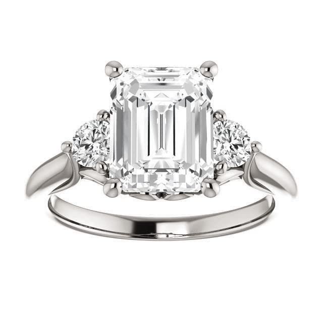 2 CT Wedding Sets For Women Vintage Wedding Rings Silver/Solid Gold Moissanite Emerald Cut Rings for Women Promise Gifts for Her Three Stone Rings for Women