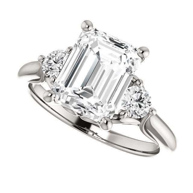 2 CT Wedding Sets For Women Vintage Wedding Rings Silver/Solid Gold Moissanite Emerald Cut Rings for Women Promise Gifts for Her Three Stone Rings for Women