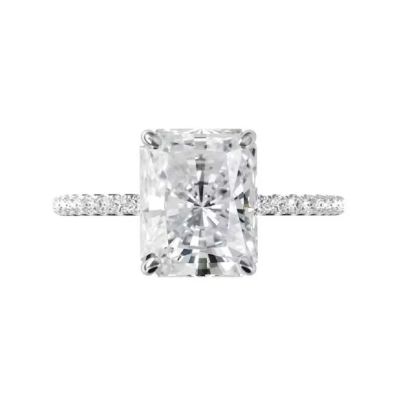 Wedding Ring for Her Silver/Solid Gold Women Hidden Halo Style 5 Ct Radiant Cut Engagement Ring Promise Gifts for Her Moissanite Ring Wedding Ring for Her Silver/Solid Gold Women Hidden Halo Style 5 Ct Radiant Cut Engagement Ring Promise Gifts for Her Moissanite Ring