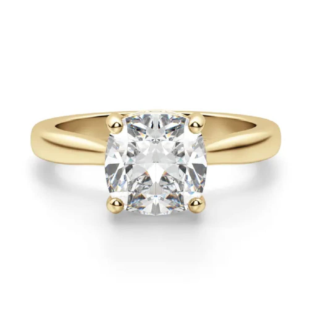 1.5 CT Cushion Cut Moissanite Ring Hidden Halo Engagement Rings Promise Gifts for Her Solitaire Promise Ring