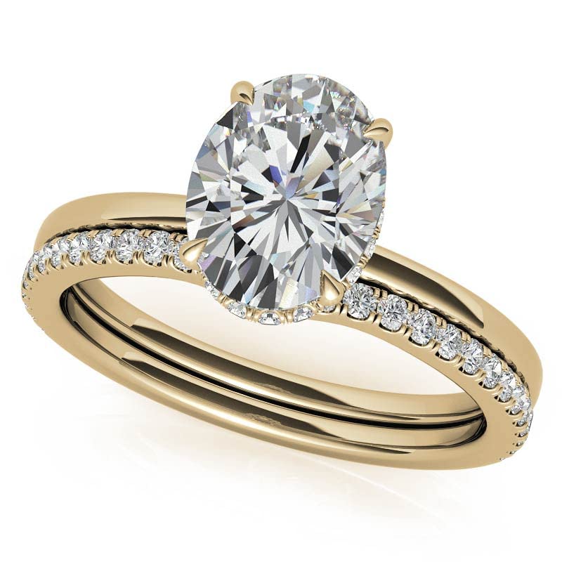 3 CT Wedding Sets for Her Hidden Halo Cut Moissanite Oval Cut Engagement Rings Promise Gifts for Her Wedding Rings for Women