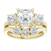 2 CT Wedding Rings Set for Women Silver/Solid Gold Three Stone Rings Womens Anniversary Rings Promise Gifts for Her Engagement Ring Asscher Cut