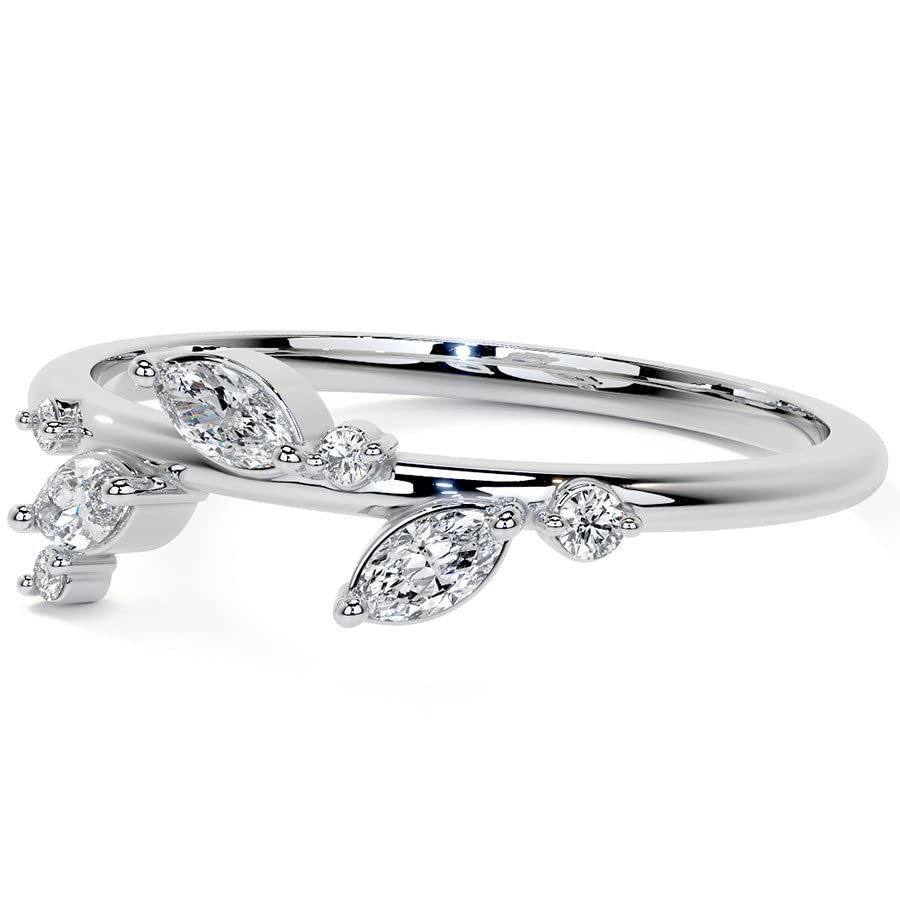 Marquise and Round Cut Wedding Ring Anniversary Rings Engagement Rings for Women 0.15 TCW Promise Gifts for Her Half-Eternity Moissanite Band for Women