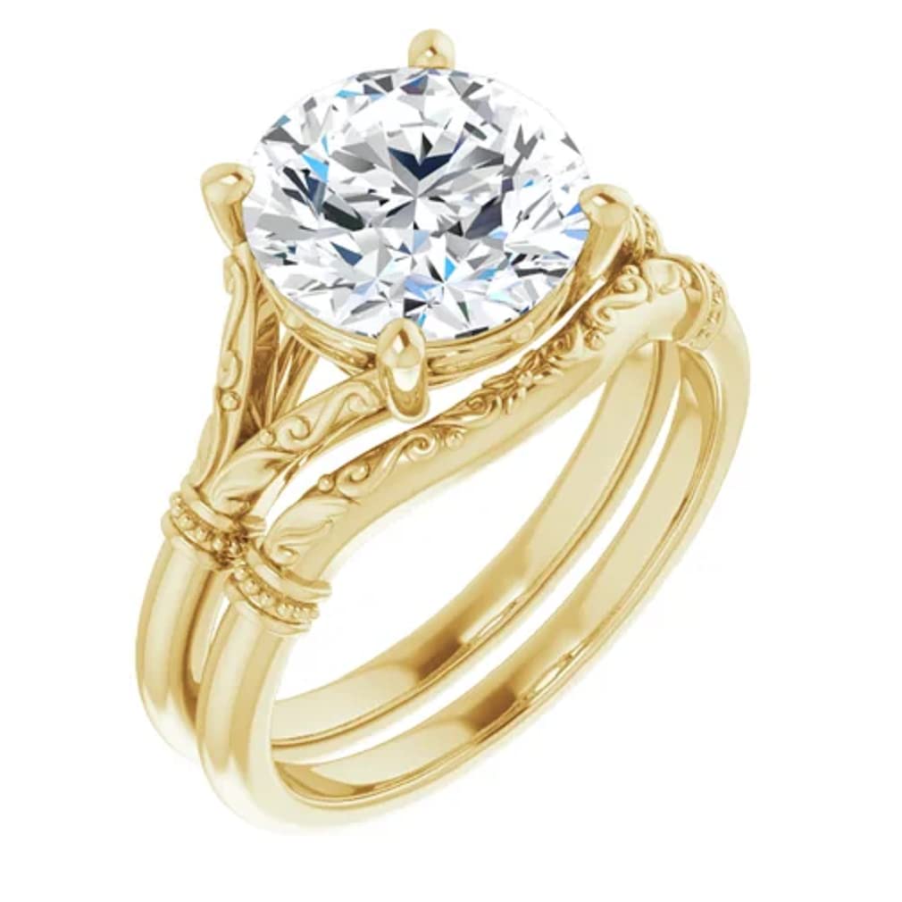 3 CT Anniversary Rings Moissanite Wedding Ring Sets Silver/Solid Gold Wedding Ring Promise Gifts for Her Split Shank Round Cut Engagement Ring