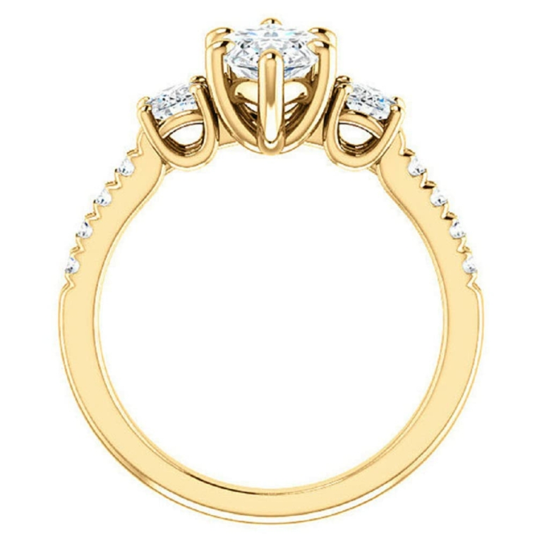 1 CT Women Three Stone Style Wedding Rings Silver/Solid Gold Moissanite Ring Marquise Cut Wedding Ring for Her Solitaire Promise Gifts for Her Engagement Wedding Ring