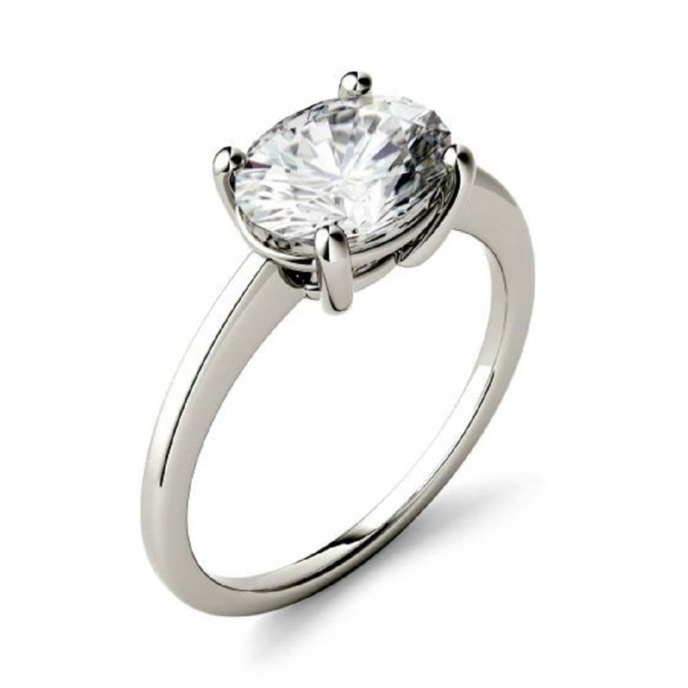 Oval Cut Moissanite Solitaire Ring, 2 CT - Women's Classic Style Engagement and Bridal Wedding Ring, Anniversary Promise Gifts for Her