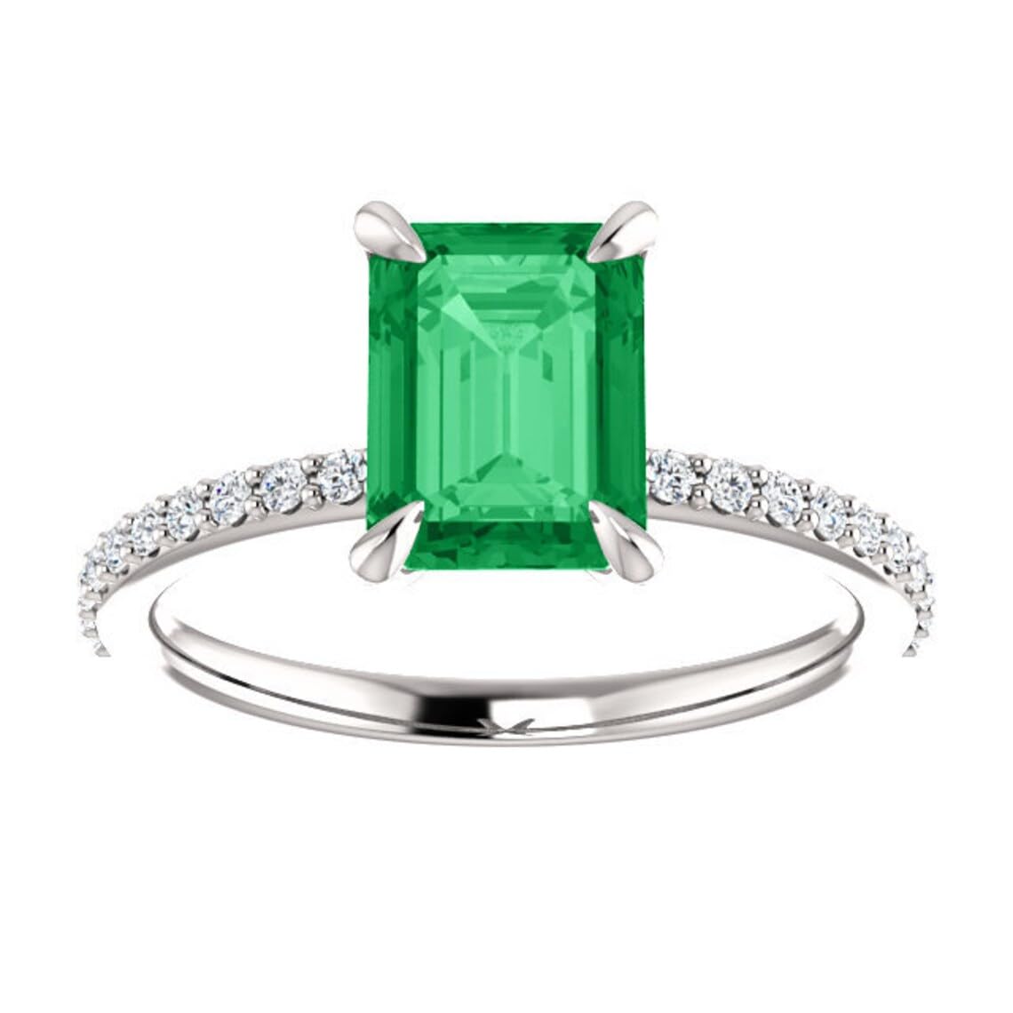 2 CT Emerald Cut Moissanite Fashion Rings for Women Solitaire Wedding Rings Antique Style Ring Promise Gifts for Her Silver/Solid Gold Moissanite Engagement Ring