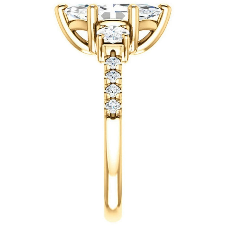 1 CT Women Three Stone Style Wedding Rings Silver/Solid Gold Moissanite Ring Marquise Cut Wedding Ring for Her Solitaire Promise Gifts for Her Engagement Wedding Ring