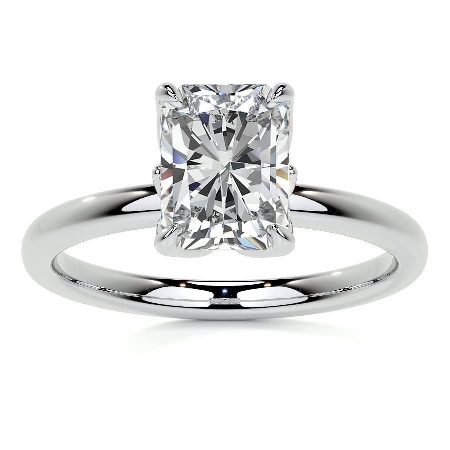 Solitaire Engagement Ring Silver/Solid Gold Wedding for Women Radiant Cut Ring Promise Gifts for Her 3 Carat Moissanite Rings