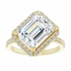 Moissanite Silver/Solid Gold Wedding Set Womens Moissanite Halo Ring 3 CT Emerald Cut Moissanite Ring Promise Gifts for Her Engagement Rings for Women