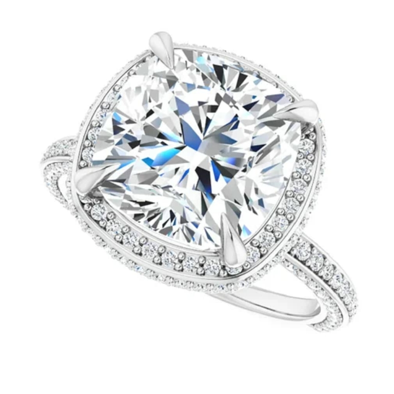 5 CT Cushion Moissanite Ring for Women Halo Design in Silver or Solid Gold Ideal for Engagement and Wedding Celebration Anniversary Promise Gift for Her 5 CT Cushion Moissanite Ring for Women Halo Design in Silver or Solid Gold Ideal for Engagement and Wedding Celebration Anniversary Promise Gift for Her