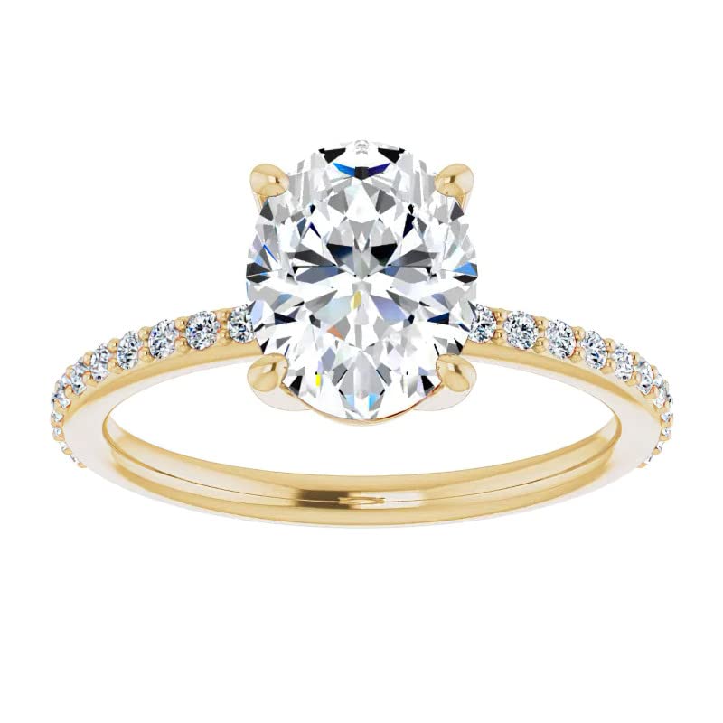 Engagement Rings Solitaire 3 Ct Oval Cut Engagement Rings Moissanite In Silver/Solid Gold Promise Gifts for Her Engagement Ring