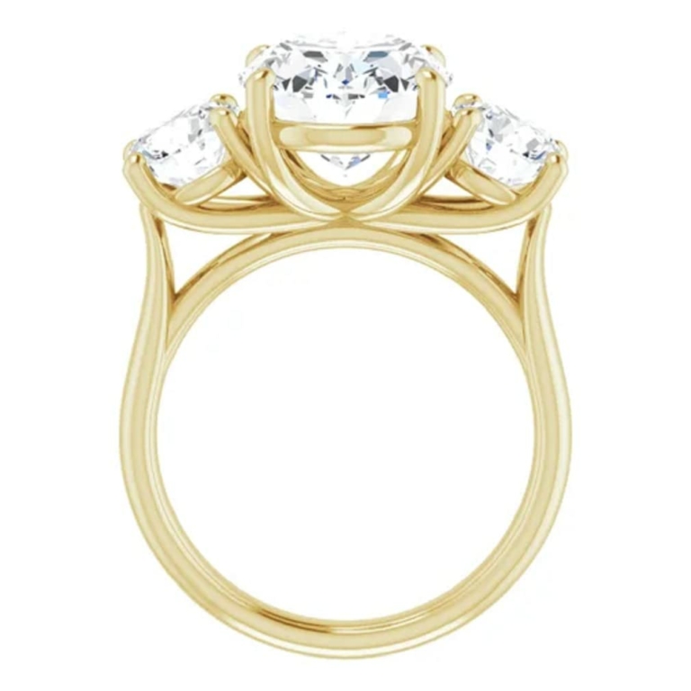 4 CT Oval Moissanite Ring in Silver/Solid Gold for Women - Engagement Solitaire with Three Stone Style, Bridal Wedding Band, and Anniversary Promise Gift