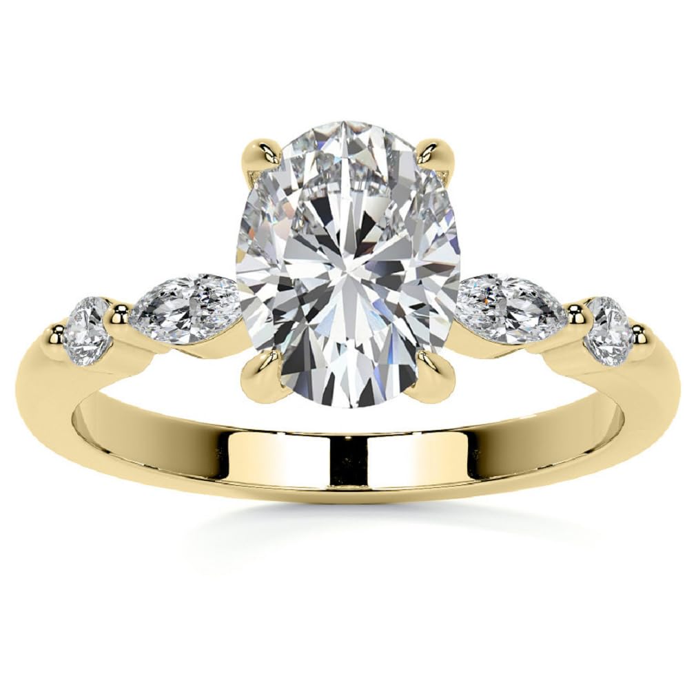 Anniversary Rings Moissanite Oval Cut Engagement Rings for Women 2 Ct Moissanite Promise Gifts for Her Solitaire Bridal Ring