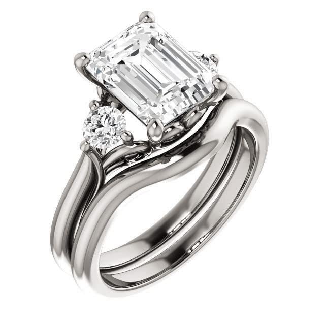 2 CT Wedding Sets For Women Vintage Wedding Rings Silver/Solid Gold Moissanite Emerald Cut Rings for Women Promise Gifts for Her Three Stone Rings for Women