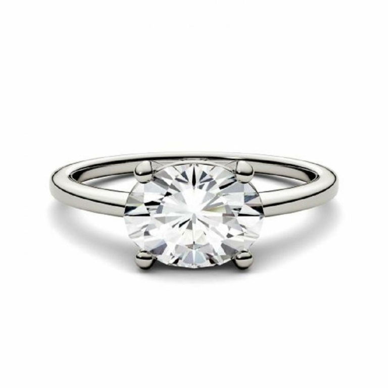 Oval Cut Moissanite Solitaire Ring, 2 CT - Women's Classic Style Engagement and Bridal Wedding Ring, Anniversary Promise Gifts for Her
