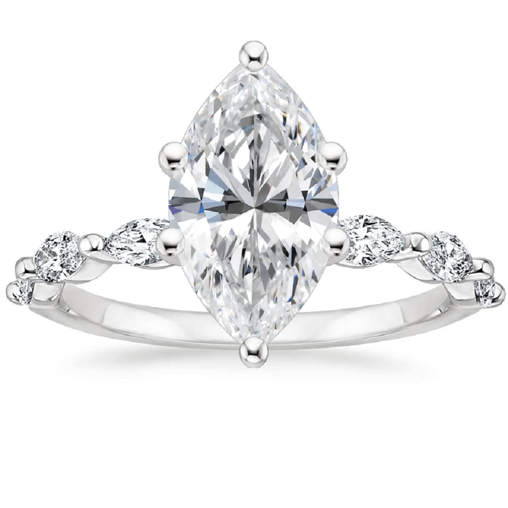 2 CT Solitaire Engagement Ring Antique Bridal Moissanite Marquise Cut Rings Promise Gifts for Her Women Silver/Solid Gold Wedding Ring