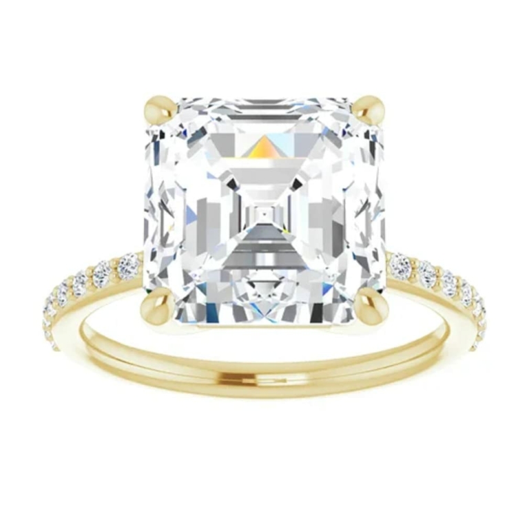 6 CT Asscher-Cut Moissanite Ring for Women, Silver/Solid Gold, Solitaire Engagement and Wedding Ring, Anniversary Promise Gift, Classic Solitaire Design 6 CT Asscher-Cut Moissanite Ring for Women, Silver/Solid Gold, Solitaire Engagement and Wedding Ring, Anniversary Promise Gift, Classic Solitaire Design