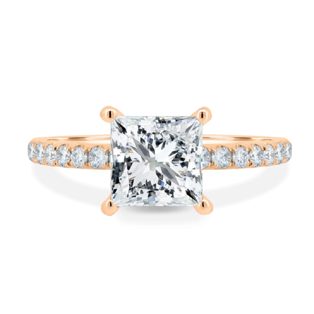 Princess Cut 1 Ct  Moissanite Solitaire Rings for Women Silver/Solid Gold Wedding Ring Promise Gifts for Her Engagement Ring Hidden Halo