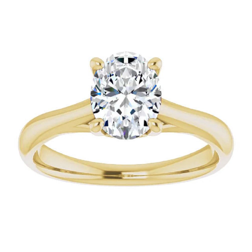 2 Ct Oval Cut Engagement Rings Solitaire Moissanite Wedding Classic Ring Promise Gifts for Her Silver/Solid Gold Moissanite Ring